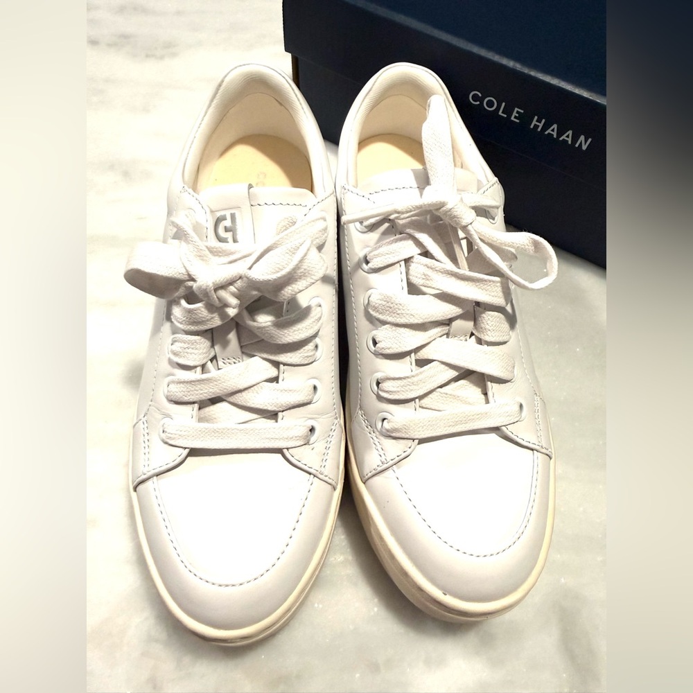 Cole Haan GP Max Platform Sneaker Size 7.5B Optic White Leather
